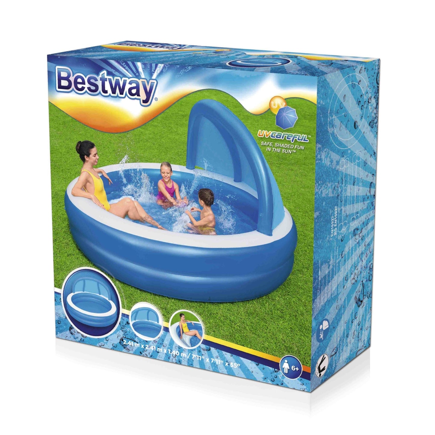 Bestway 241x 241x140CM Inflatable Swim Center Family Pool with Sunshade