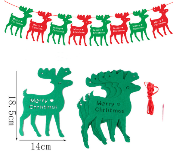 40PCS Merry Christmas Banner Decorations Bunting Sign