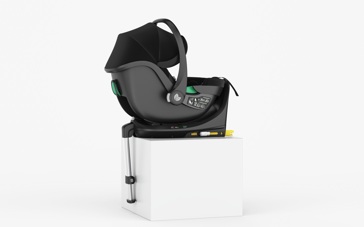 Baby Brightness FlexGo Auto Folding lightweight compact stroller with i-Size infant capsule and ISOFIX base Black