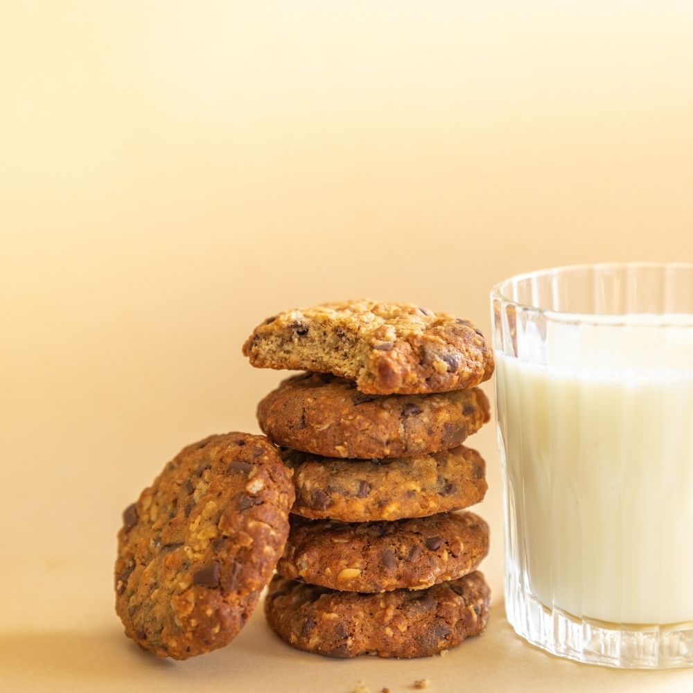 Lactation Cookies with some milk.