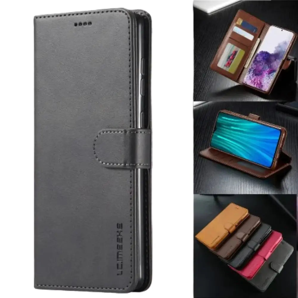 Leather Wallet Flip Case for Samsung Galaxy Series (Black)