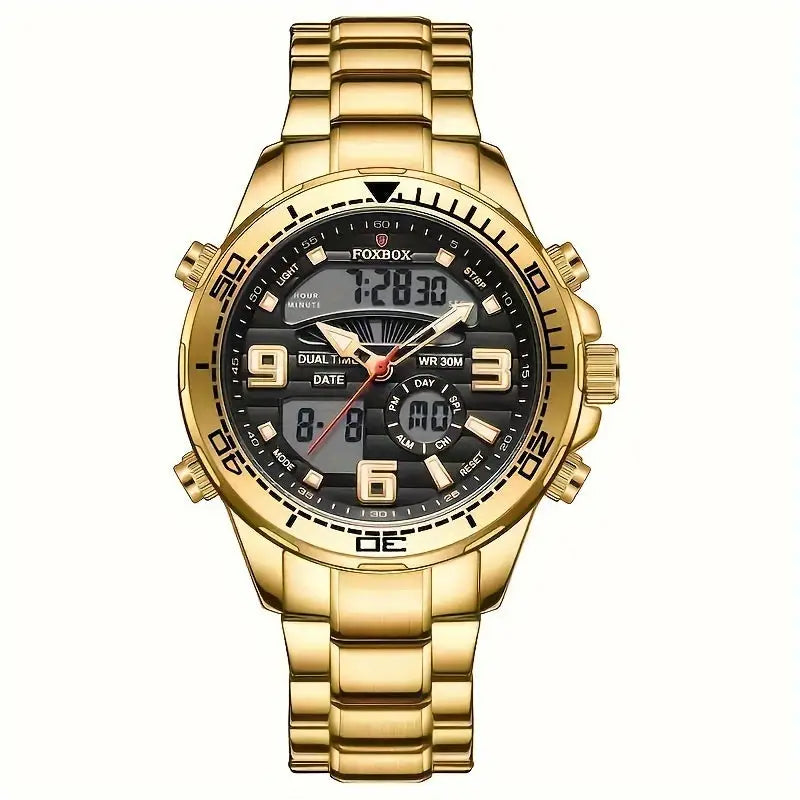LIGE Men's Dual Display Watch – Stainless Steel Quartz (6 models available)