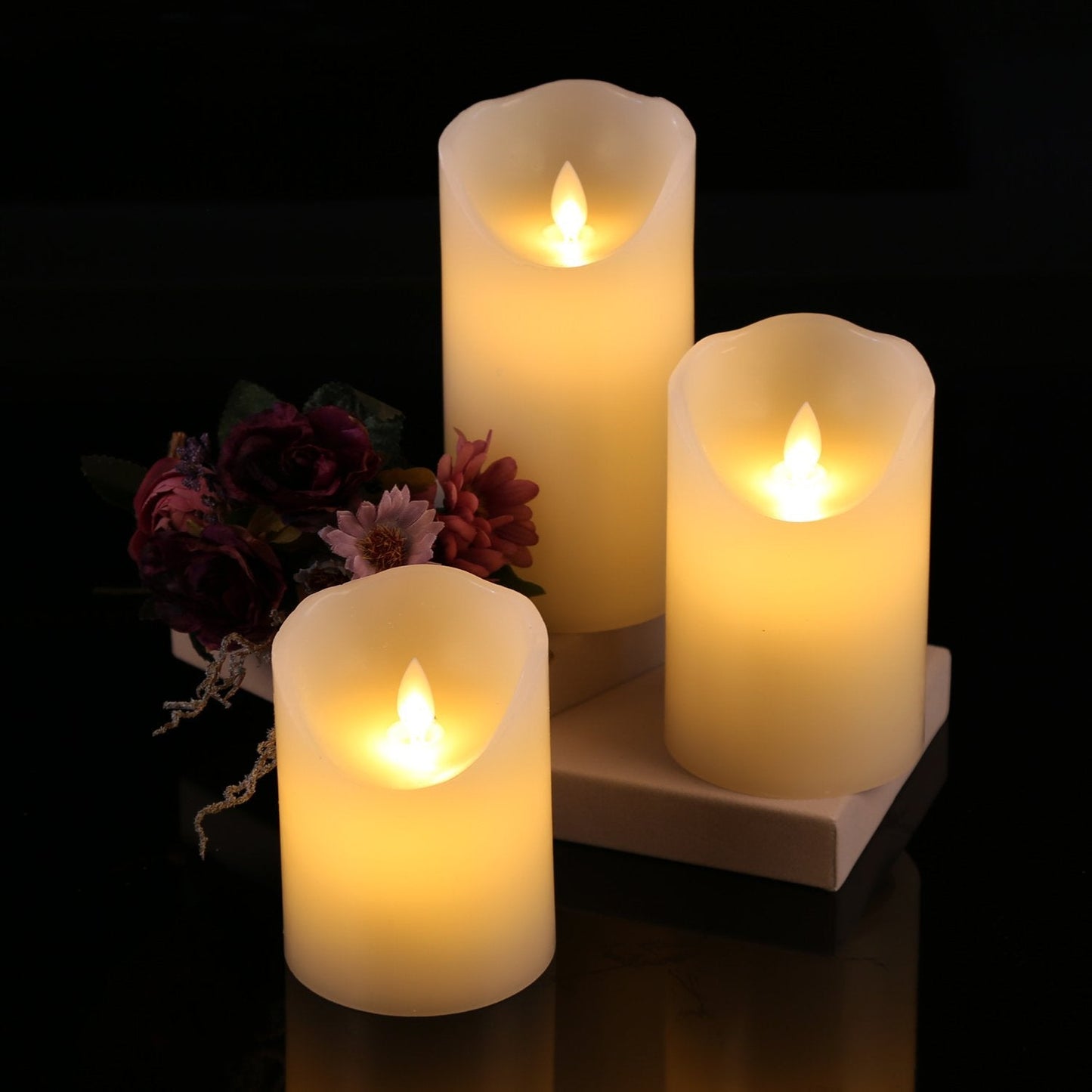16cm LED Flickering Candle Flame Led Flameless Wax Mood Candle Battery Operated Safe