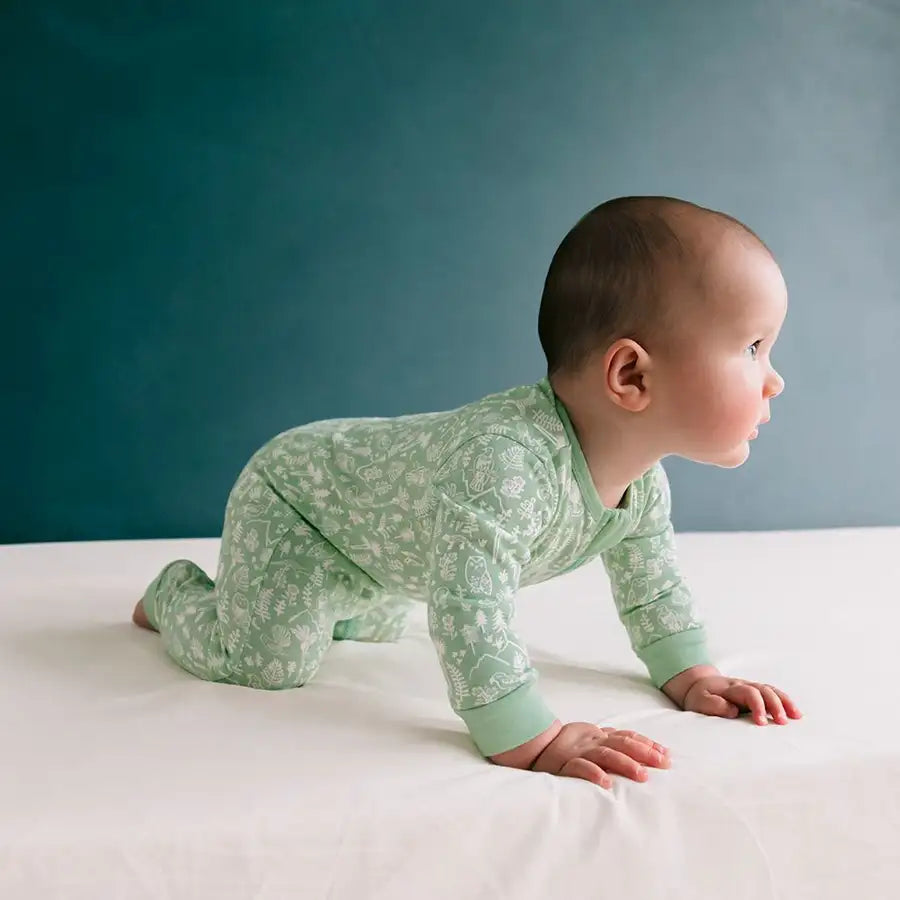 Woolbabe Merino/Organic Cotton PJ Suit - MOSS WILDERNESS - Babyonline