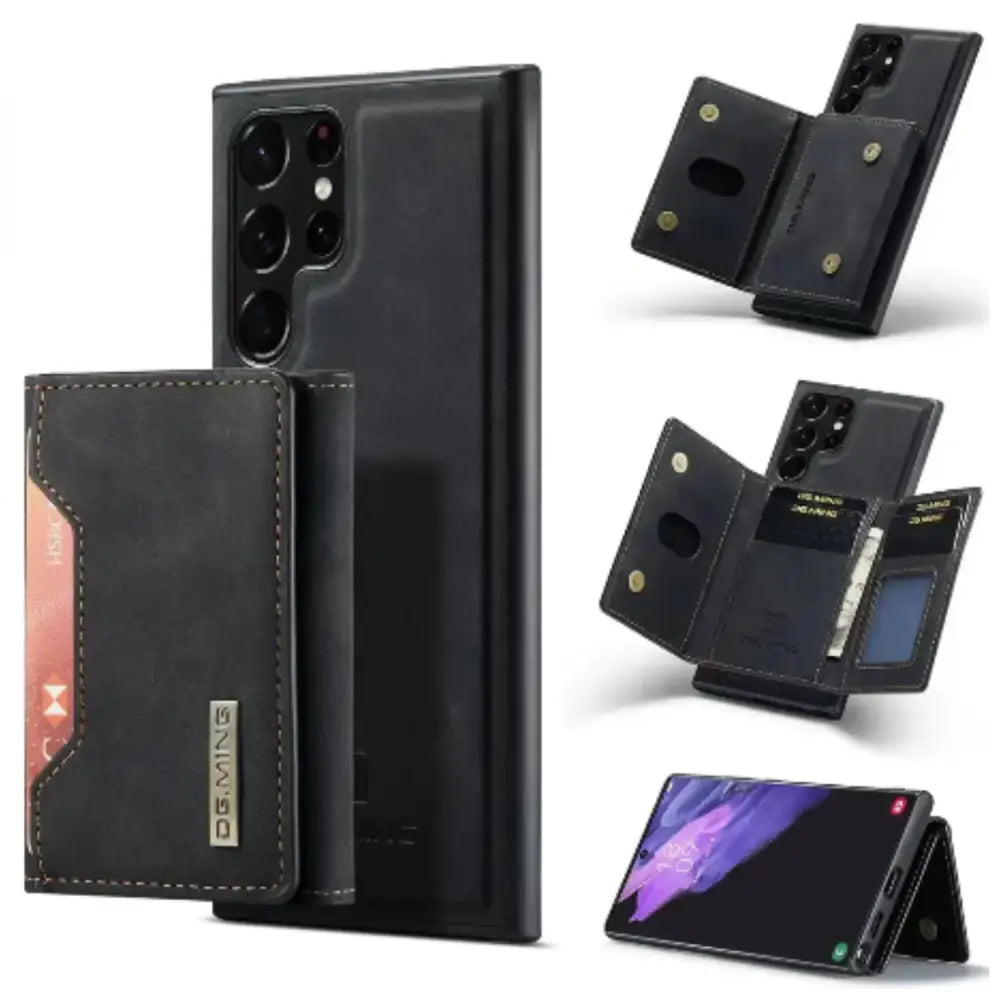 M2 Leather Case for Samsung (Black with wallet)