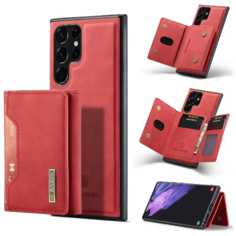 M2 Leather Case for Samsung (Red with wallet)