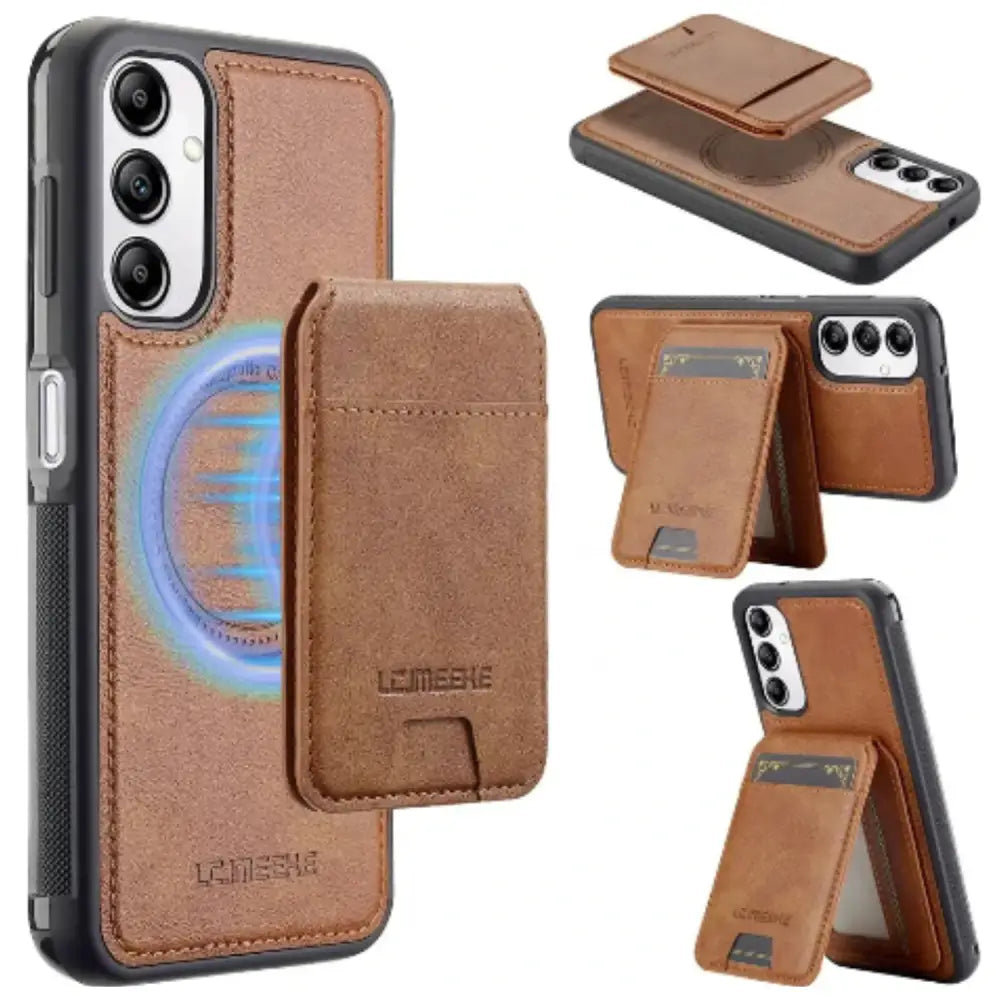 Leather Wallet Case for Samsung S/A Series (Brown)