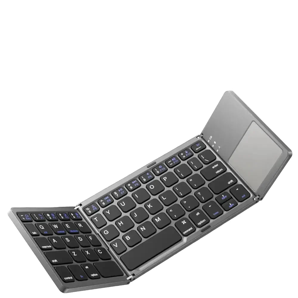 Mini Foldable Bluetooth Keyboard with Touchpad, Rechargeable Wireless Ultra-Slim Pocket Keyboard for Tablet & Laptop