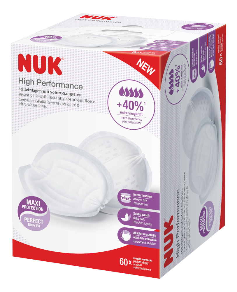 NUK High Performance Breast Pads – Maximum Absorbency & Comfort - 60 Pack