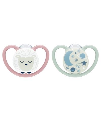 NUK Space Night Silicone Soother - Orthodontic & BPA-Free | 2-Pack