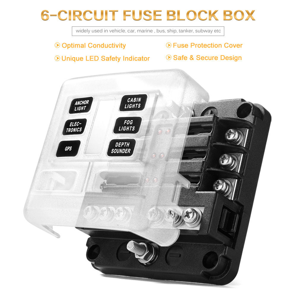 6-Way Blade Fuse Block Box Holder
