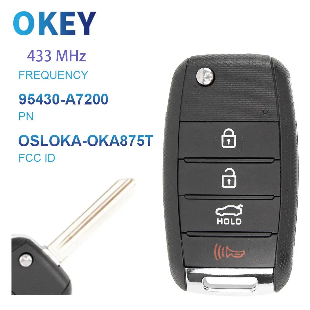 Remote Car Key Fob 315/433MHz for Kia Forte (2017ā2018) TQ8-RKE-3F05 / OSLOKA-OKA875T