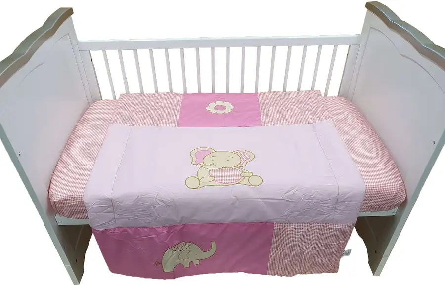 Sleep Tight Cot Bedding Set PINK ELEPHANT - Babyonline
