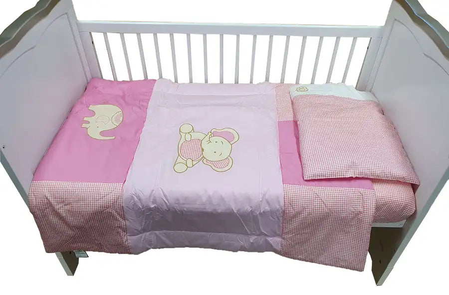 Sleep Tight Cot Bedding Set PINK ELEPHANT - Babyonline