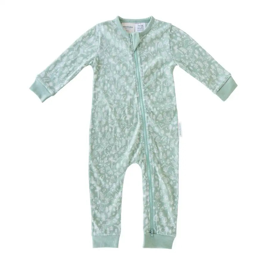 Woolbabe Merino/Organic Cotton PJ Suit - MOSS WILDERNESS - Babyonline