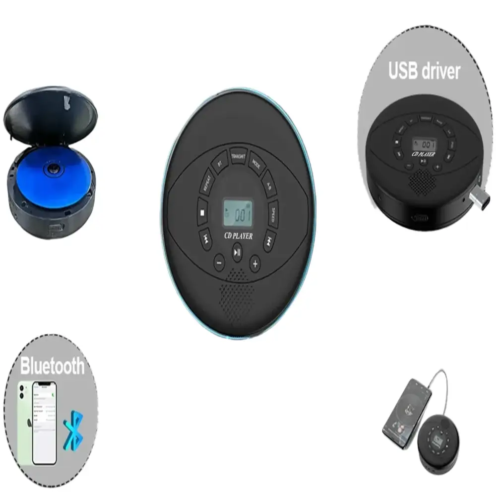 Portable Bluetooth CD Player with Speaker
