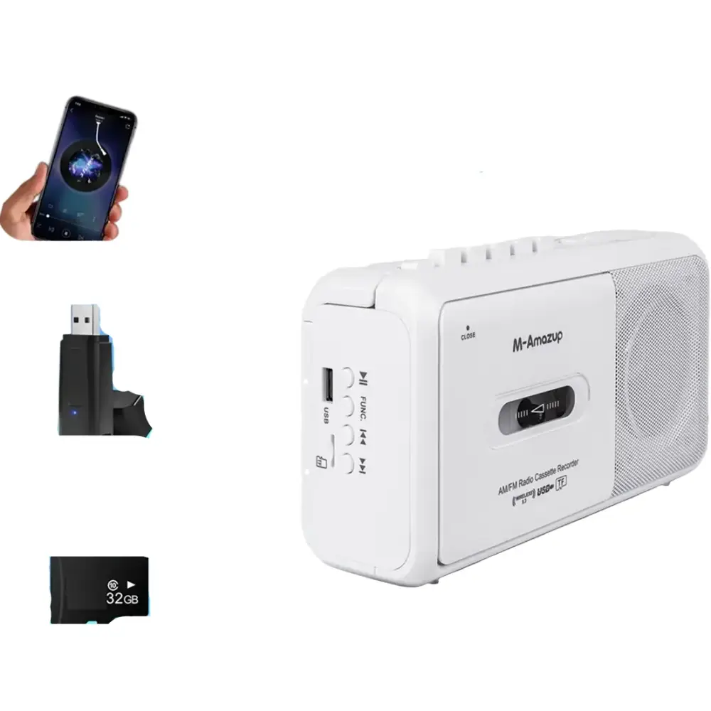 Portable Cassette Boombox with AM/FM Radio
