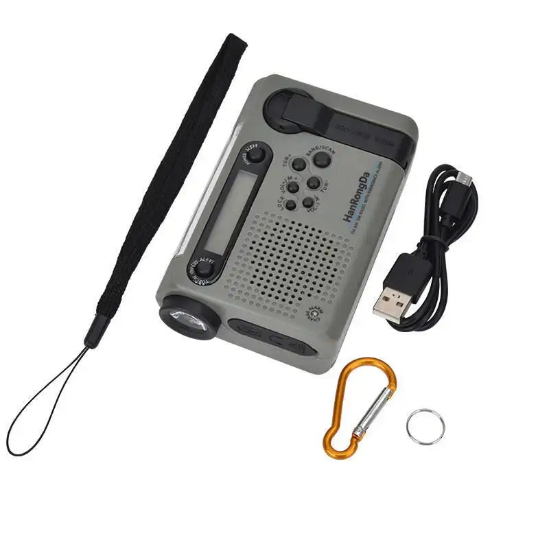 Portable Solar Hand Crank Radio with Power Bank & Flashlight