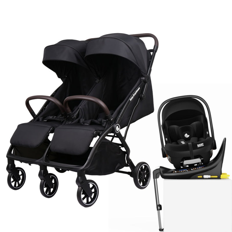 Double Pram – FlexGo Duo with Infant Capsule and Rotating ISOFIX Base(Black)