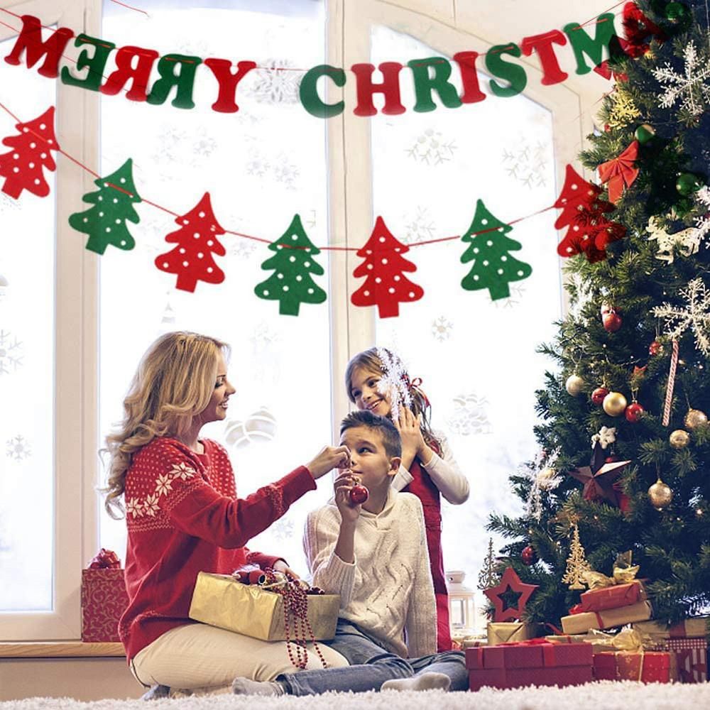 46PCS Merry Christmas Banner Decorations Bunting Sign
