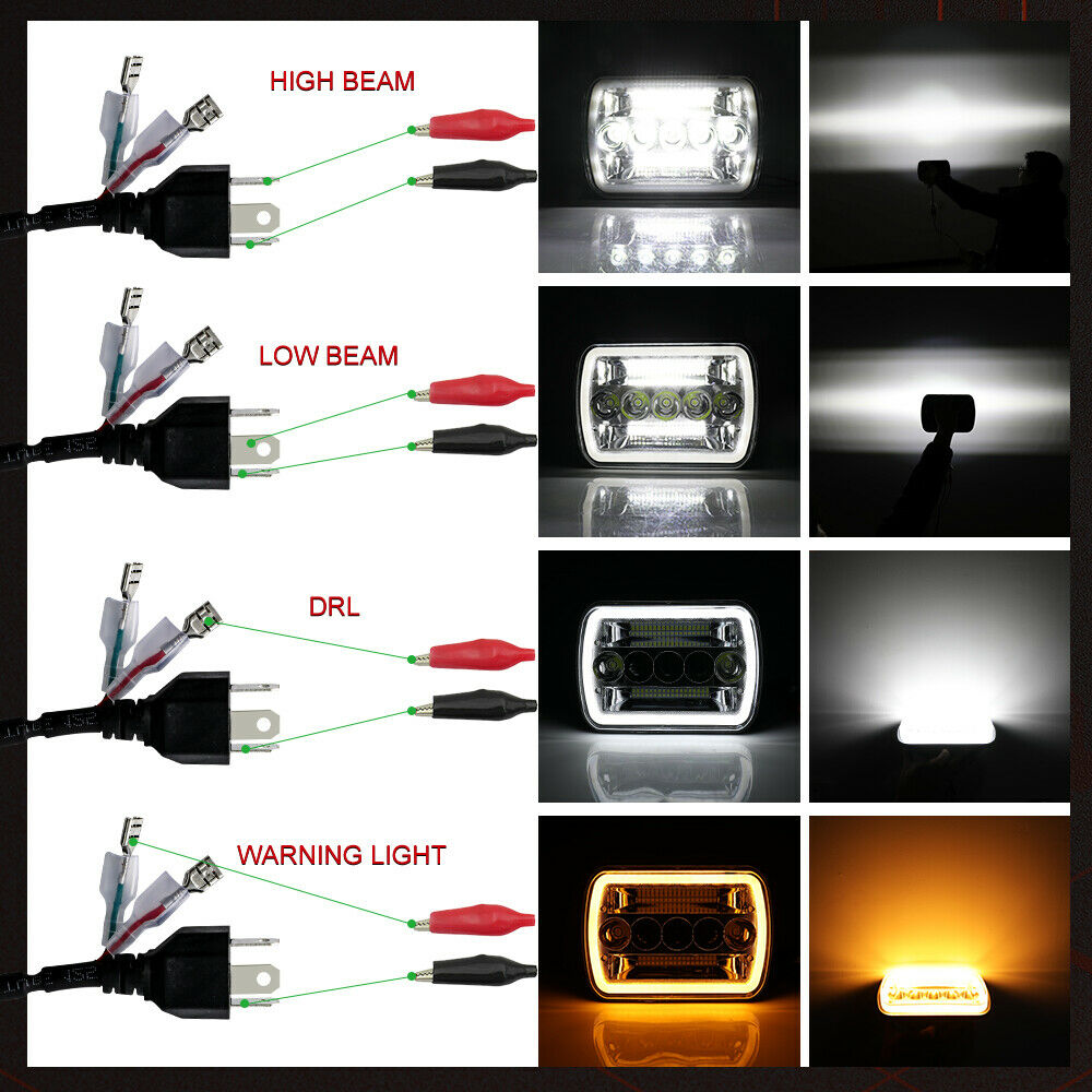 5x7" 7x6" Inch LED Headlights Hi/Lo Beam DRL For Toyota Hilux Jeep Truck 1 Pair - salelink.co.nz