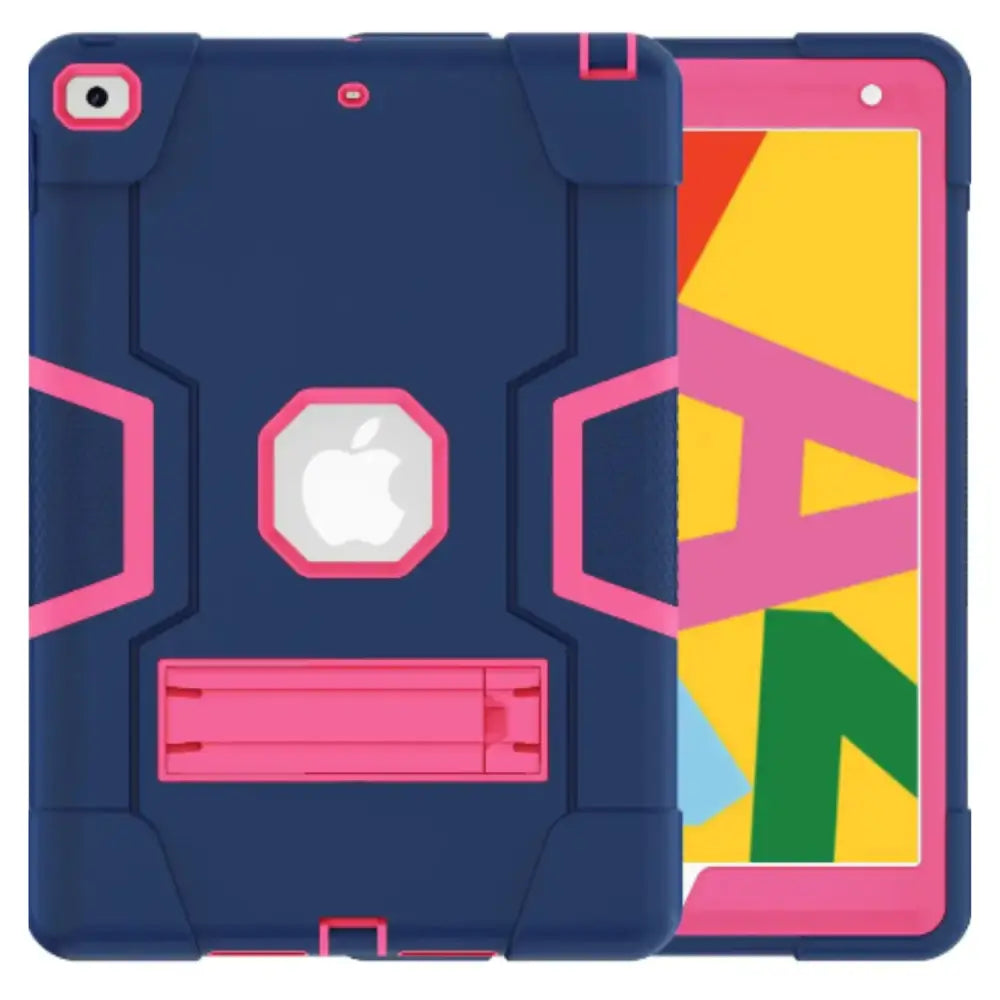 Rugged Case for iPad Series (Navy & Rose Red)