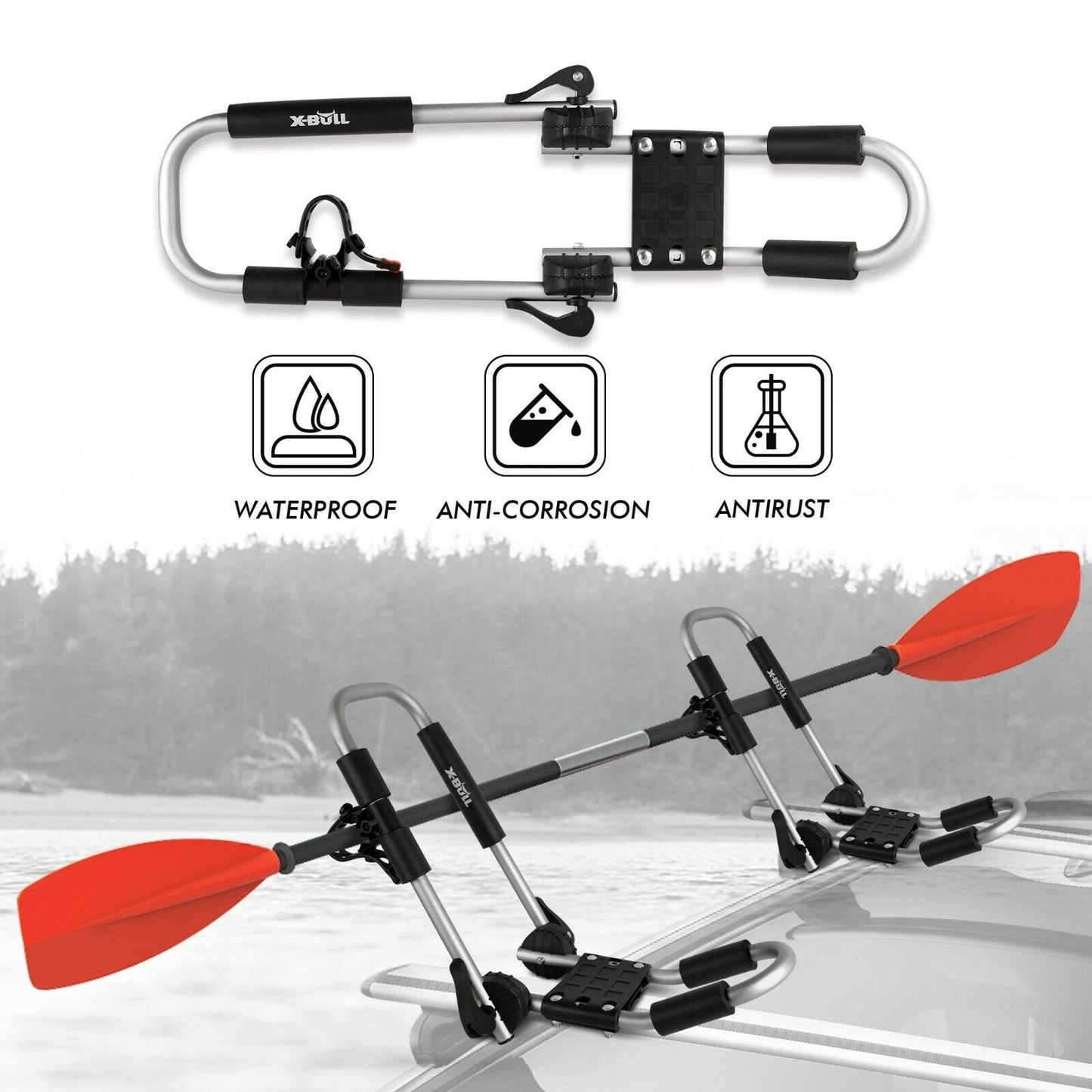 X-BULL Kayak Carrier Roof Rack Holder Folding Surfboard Watercraft Universal