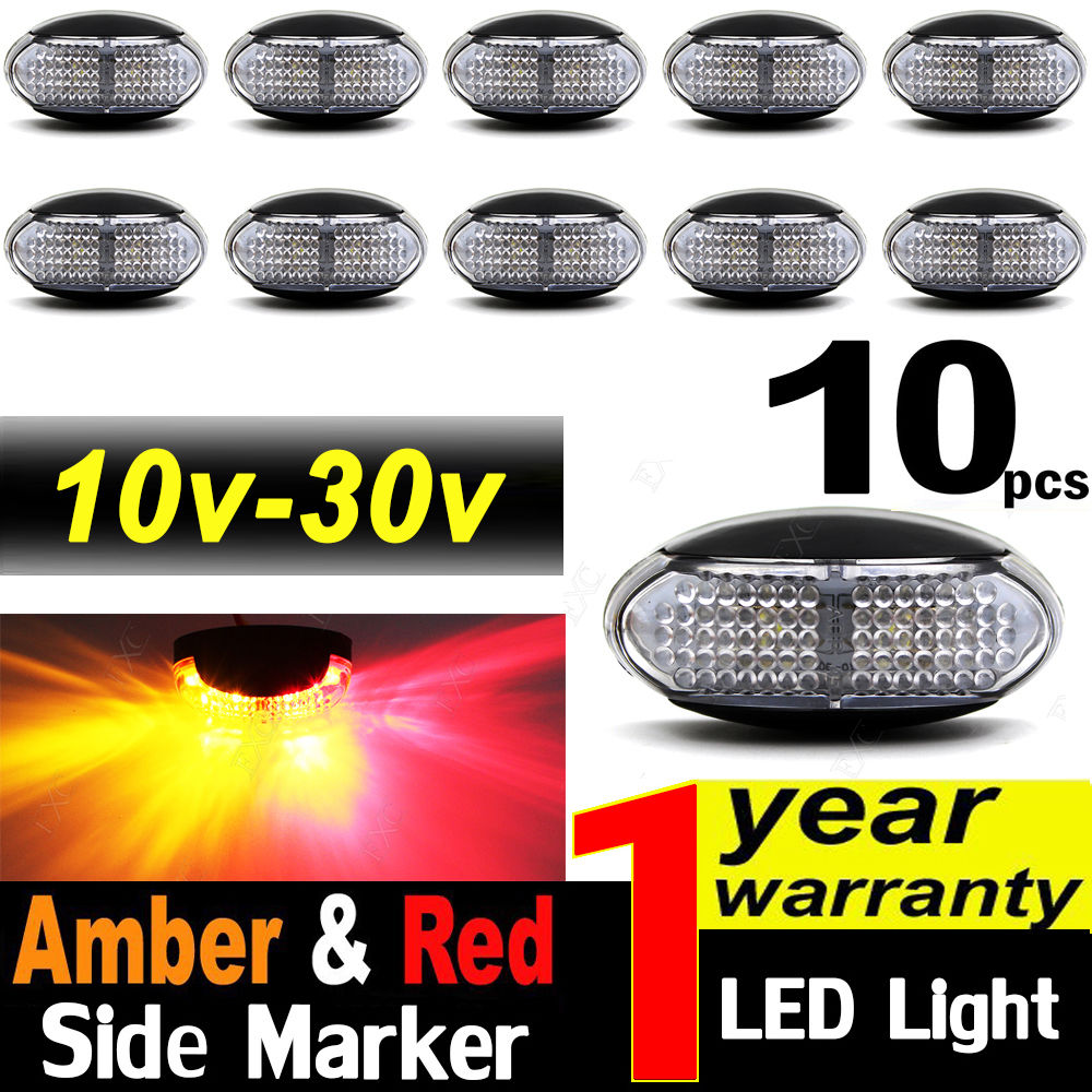 10x 10v-30v Red Amber Clearance Lights Side Marker Led Trailer Truck Lorry Lamp - salelink.co.nz