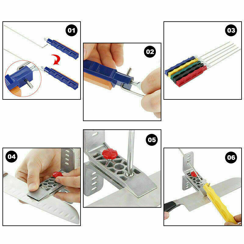 Professional Wide Kitchen Knife Sharpener Fix-angle Sharpening System 5 Stone