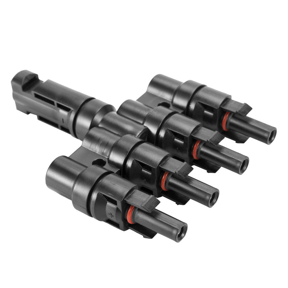 1 Pair MC4 4 to 1 T-Branch M/F Connectors for Solar Panel Cable Combiner IP67 PV