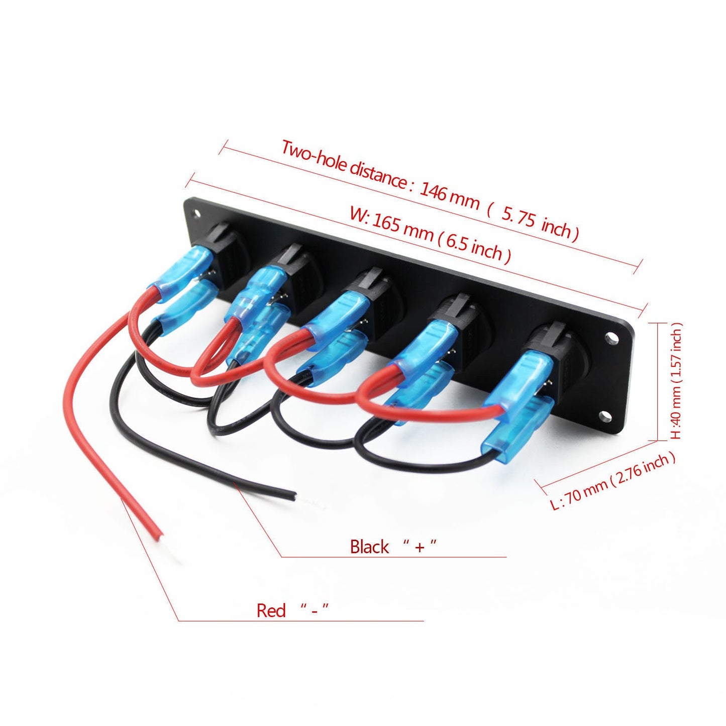 5 Gang Rocker Switch Panel Car Blue LED Circuit Breaker 12V - salelink.co.nz