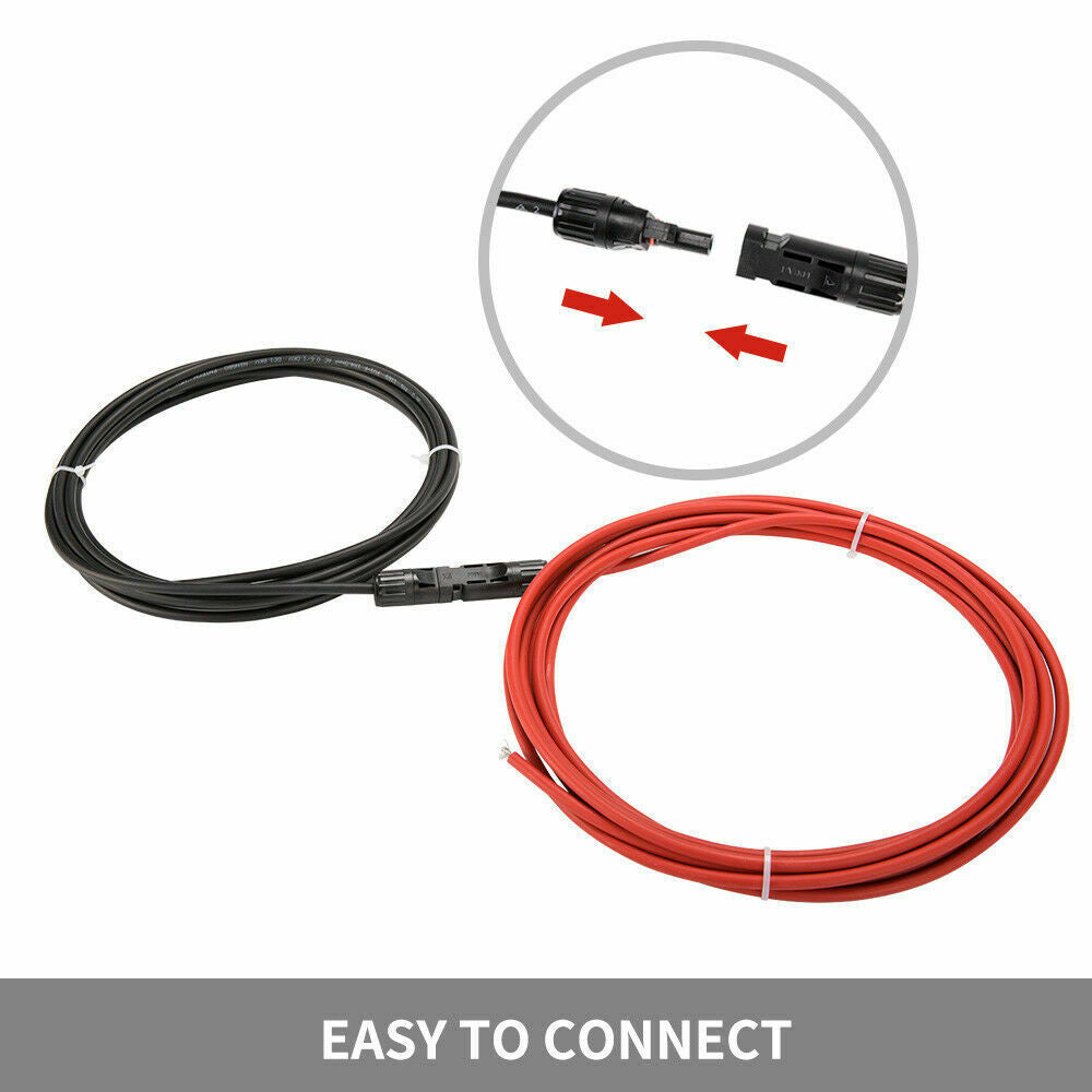 2x 5m Solar Panel Extension Cable MC4 Connector Black & Red PV Wires 4mm² - salelink.co.nz