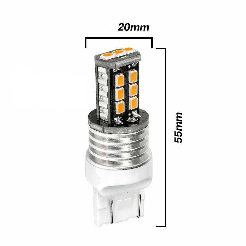 2 X T20 7440 7443 LED AMBER INDICATOR TURN SIGNAL CAR UTE 4WD LIGHT BULB GLOBE