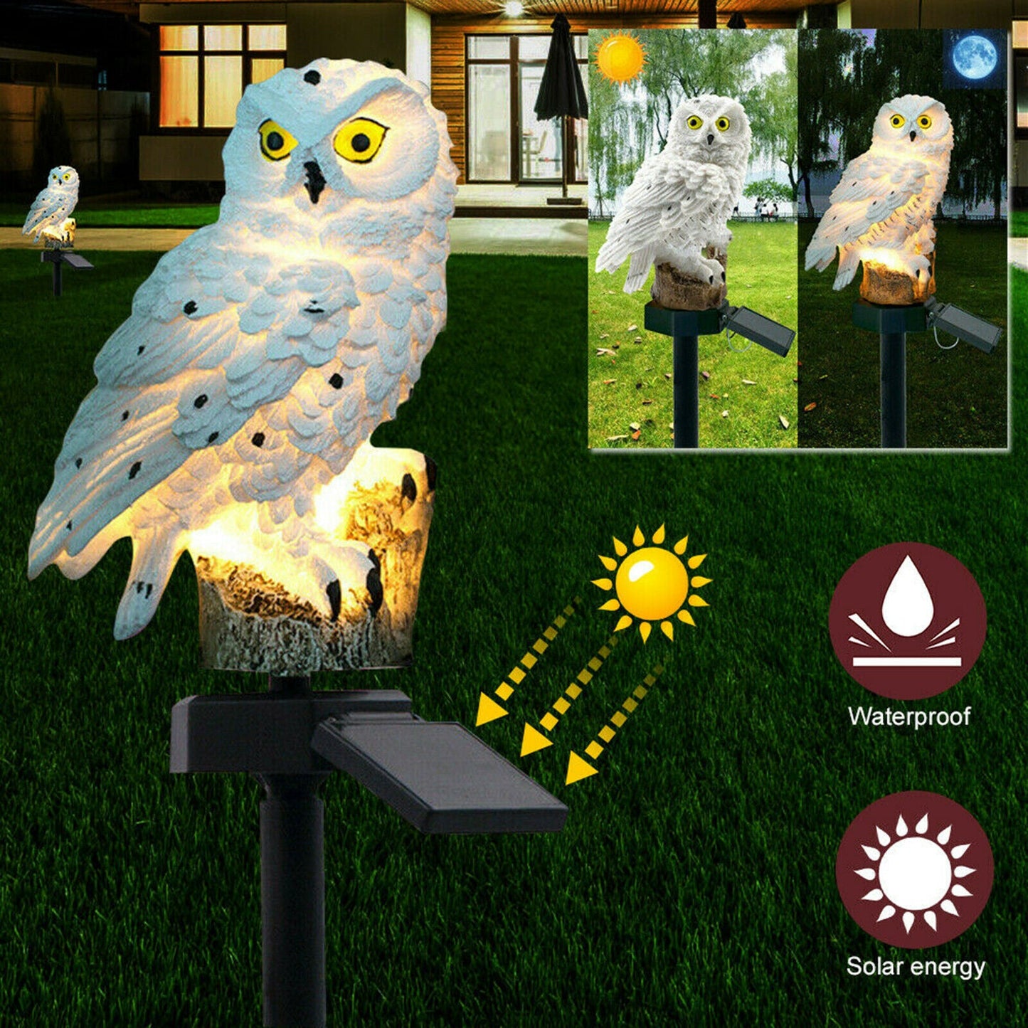 Garden Solar Lights Outdoor Decor Waterproof Night Owl Bird