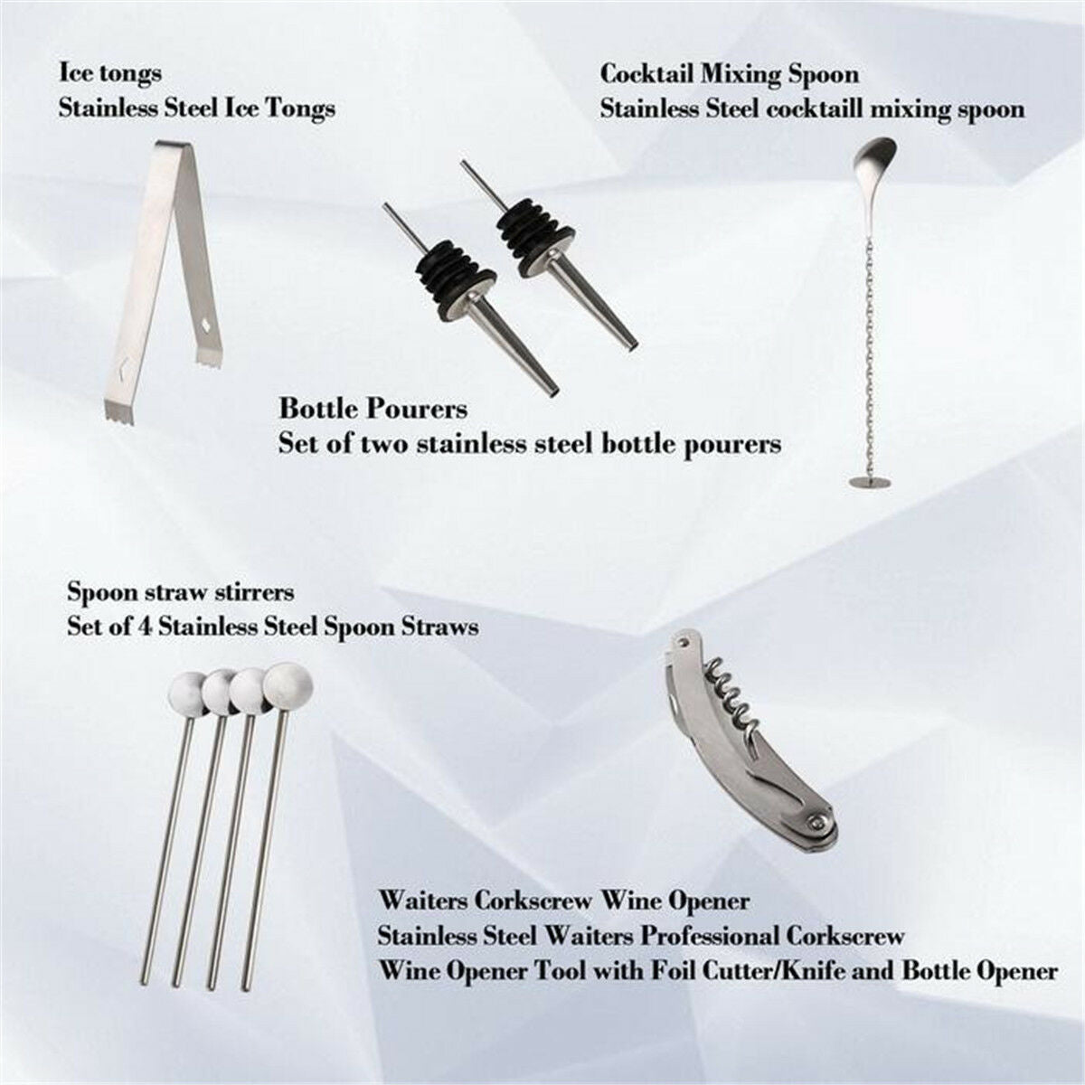 14pcs Cocktail Shaker Set Maker Mixer Martini Bar Home Party Bartender Kit Rack - salelink.co.nz