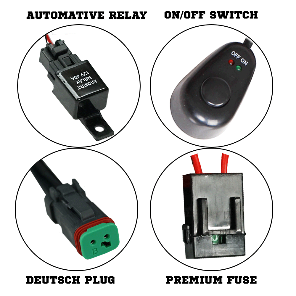 LED HID Wiring Loom Harness Spot Work Driving light bar 12V 40A Deutsch Relay - salelink.co.nz