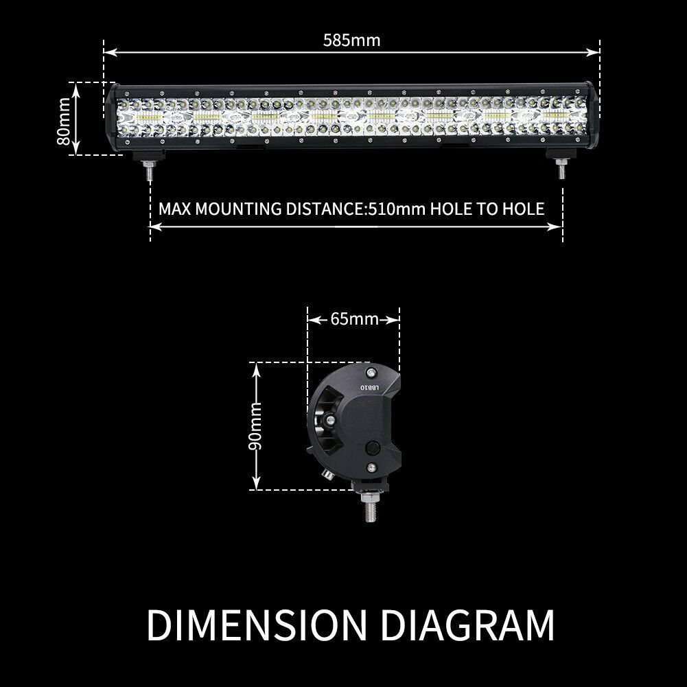 23inch CREE LED Light Bar Tri Row Combo + 23'' Number Plate Frame Mount Bracket