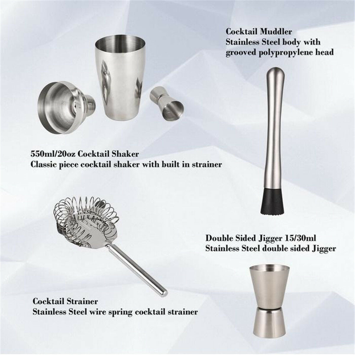 14pcs Cocktail Shaker Set Maker Mixer Martini Bar Home Party Bartender Kit Rack - salelink.co.nz