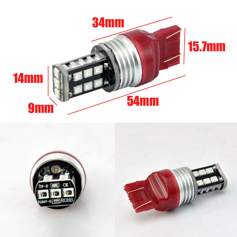 2 X T20 7443 15 RED LED DUAL FILAMENT CAR UTE BRAKE STOP TAIL LIGHT BULB 12V