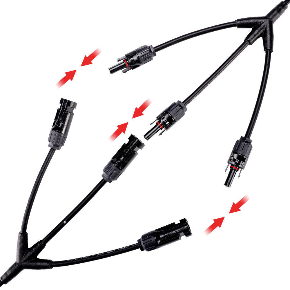 MC4 3 into 1 Connector Cable Pair, PV Solar Panel Connectors - salelink.co.nz