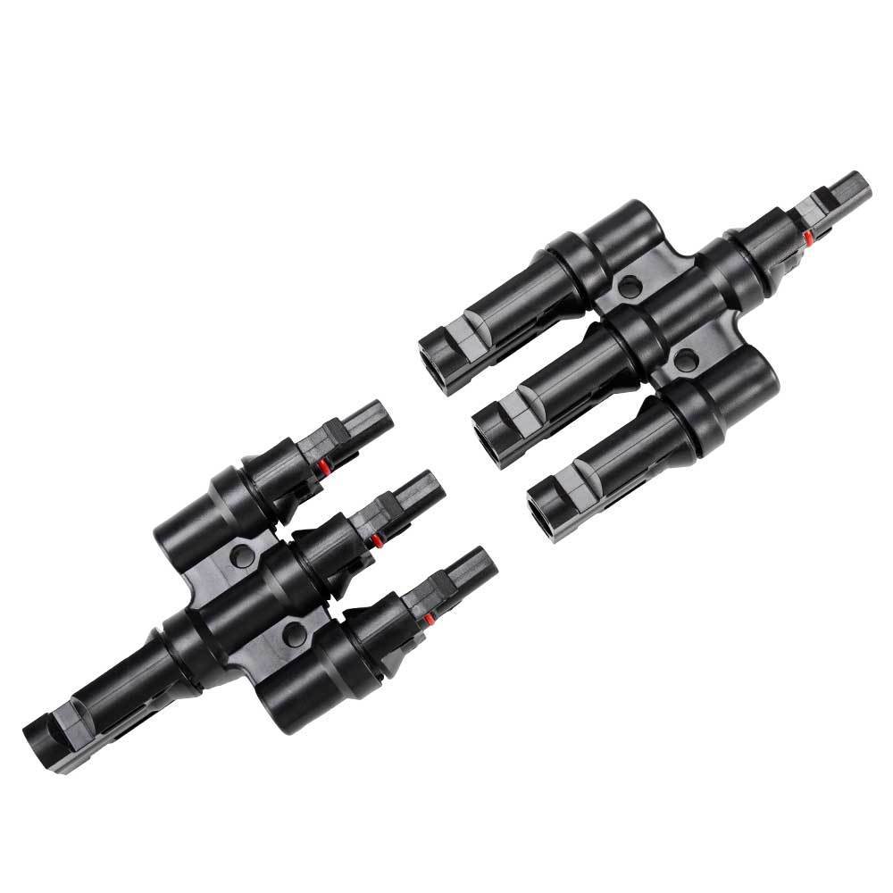 1 Pair MC4 3 to 1 T-Branch M/F Connectors for Solar Panel Cable Combiner IP67 PV