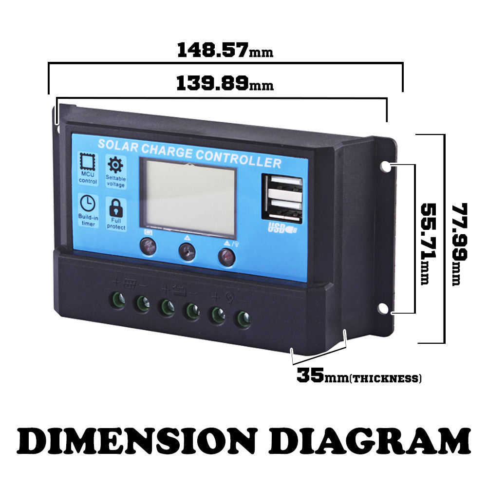 30A 12V/24V LCD DISPLAY PWM SOLAR PANEL REGULATOR CHARGE CONTROLLER & TIMER - salelink.co.nz