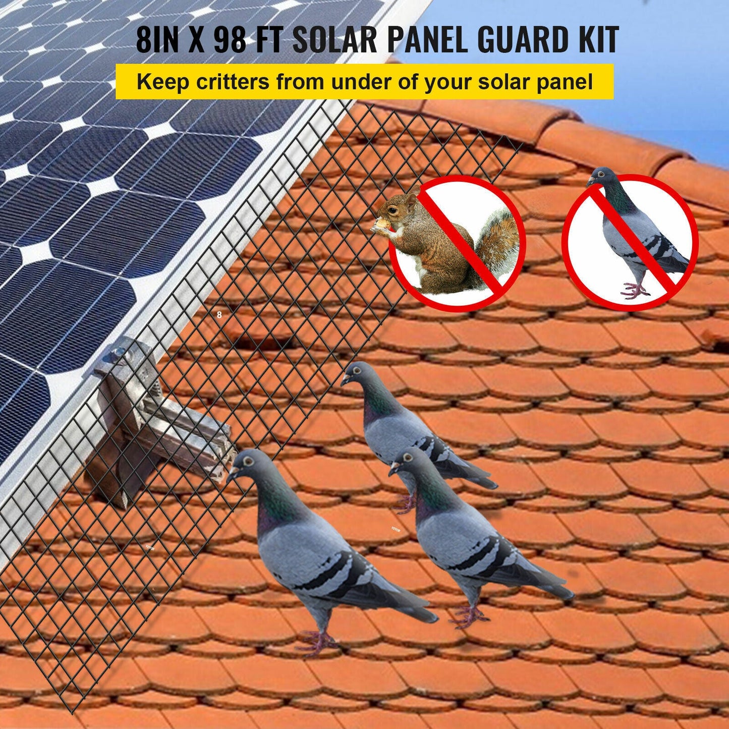 Solar Panel Wire Mesh Guard Kit Bird Pigeons Guard Fence Proofing Barrier