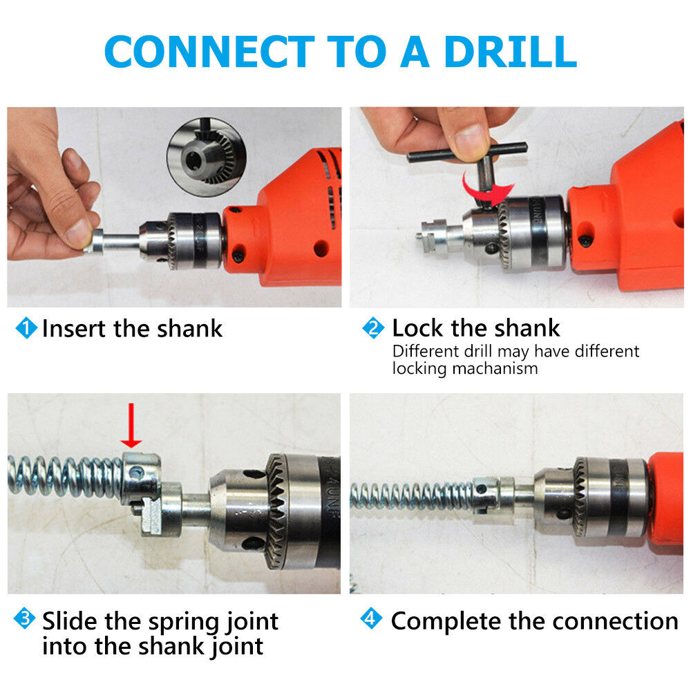 16mm Plumber Drain Pipeline Sewer Cleaner 12M Drill Bit for Snake Pipe Drill Kit - salelink.co.nz