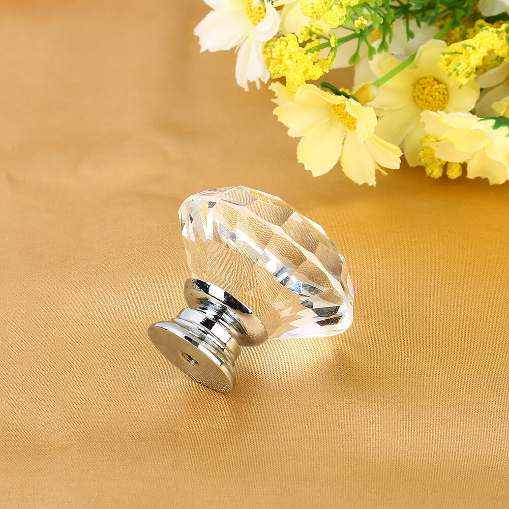40mm Crystal Cabinet Knob Diamond Drawer Cupboard Handle Pull
