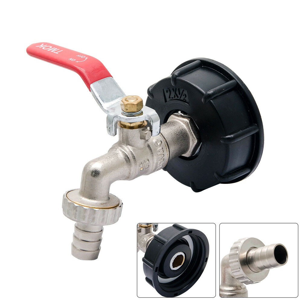 IBC Tank Adapter S60X6 To Brass Garden Tap With 1/2" Hose Fitting Oil Fuel Water - salelink.co.nz