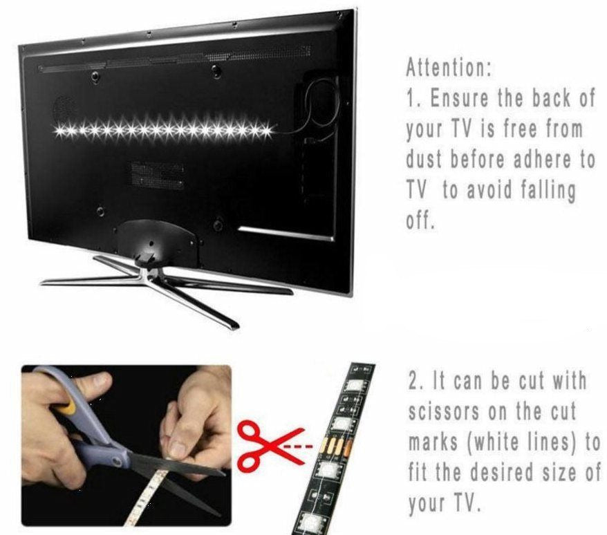 200cm SMD 5050 USB LED Strip Lights Waterproof TV Back Light RGB Party Decor - salelink.co.nz