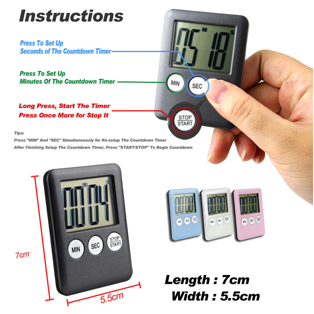 WHITE Magnetic Kitchen Timer