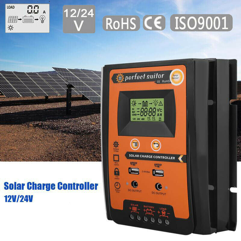 70A 12V 24V MPPT Solar Panel Charger Controller Battery Regulator