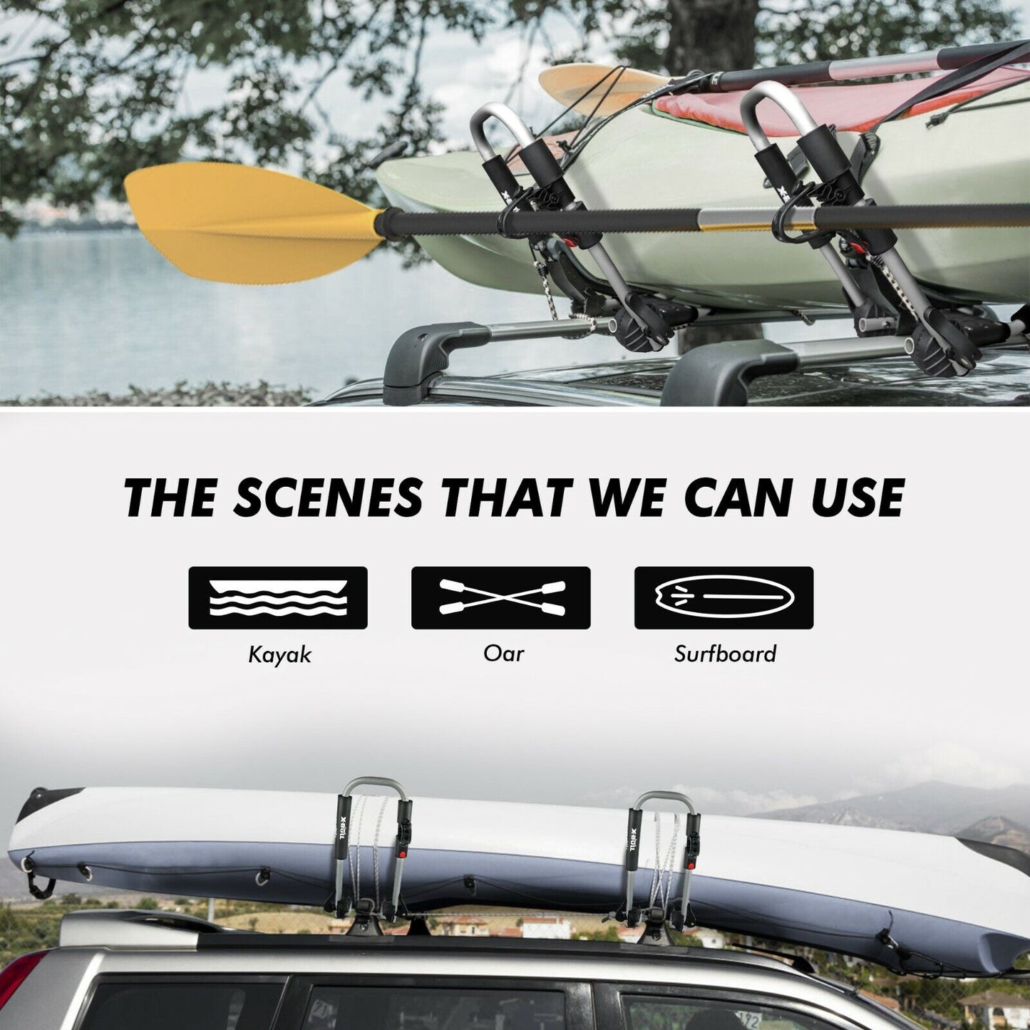 X-BULL Kayak Carrier Roof Rack Holder Folding Surfboard Watercraft Universal